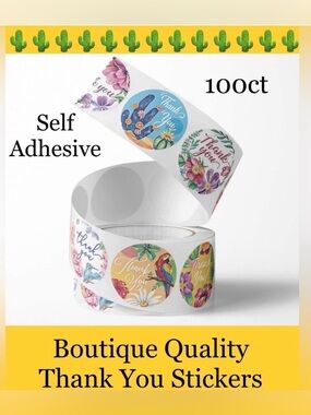 100ct~1” Thank You  Stickers Self Adhesive  (Boutique) 🌵🆕🌵Save$$$..(2 For $12)